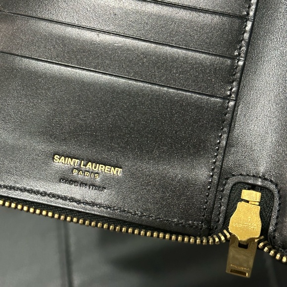 SAINT LAURENT YSL TOILE MONOGRAM MUSEUM LEATHER ZIP AROUND WALLET - Picture 5 of 8